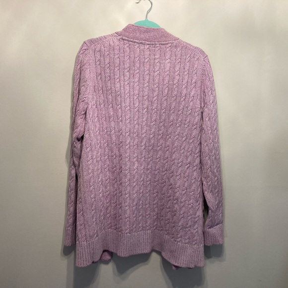 LL Bean Lg Double L Cardigan Cotton. Heathered - Picture 2 of 7